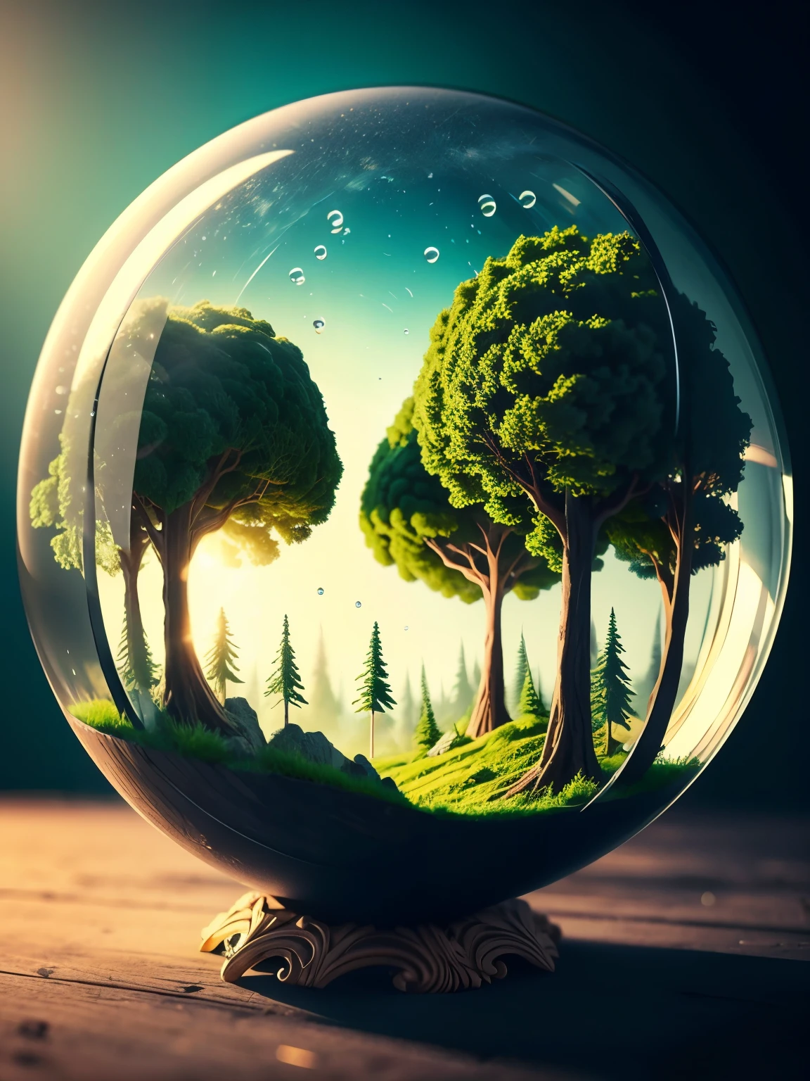 Bubble Art, There is a cedar tree inside