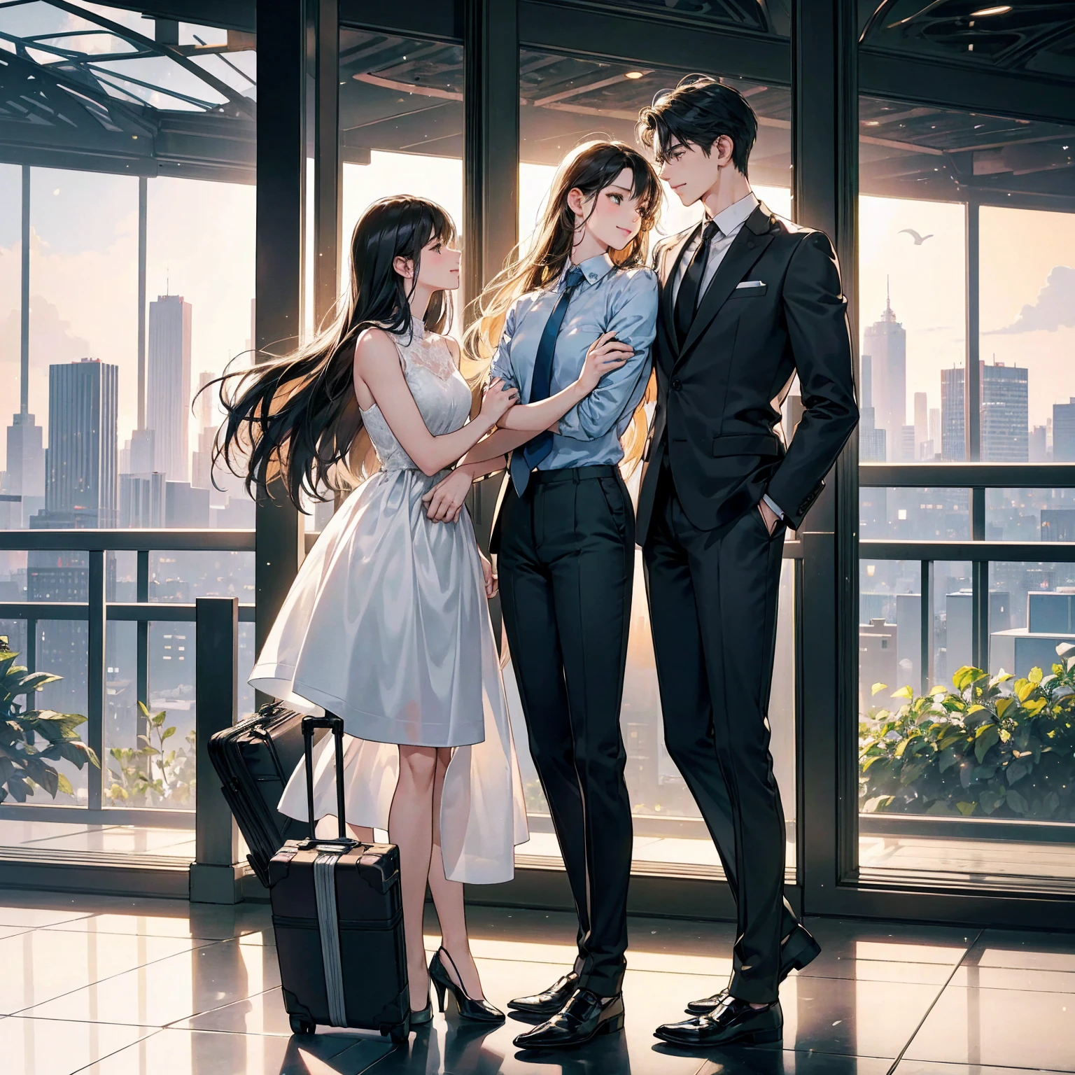 1 girl, multiple boys, breast grab, man grabbing breast, (crying: 1.1), eyes closed, mouth open, (on the bus: 1.1), full body, standing, (looking away: 1.1), small breasts,