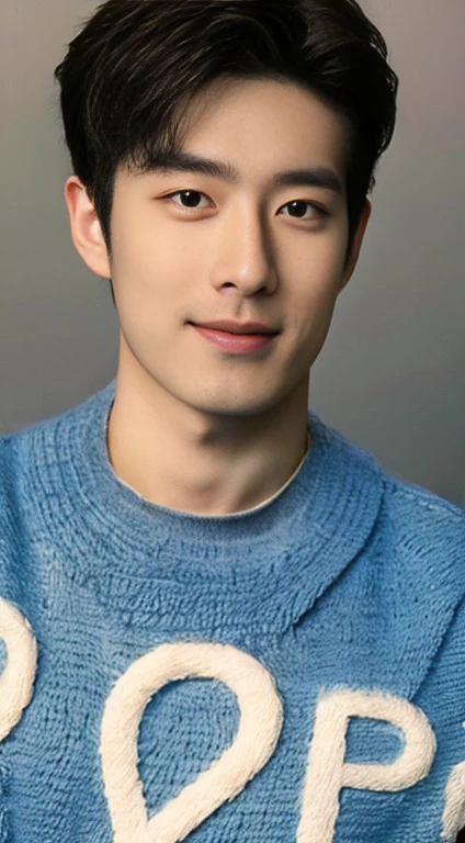 ((highest quality, 8k, masterpiece: 1.3)), Korean Male Idols:1.5, 1men are, 20 years, Well-formed face, Ultra-fine face, Handsome Nose, Detailed eyes and face, Beautiful lighting, (studio), High resolution, Mouth details, smile, whole body: 1.5, Perfect figure: 1.Two-armed hoto, Casual clothing