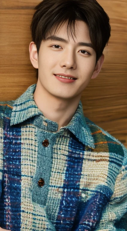 ((highest quality, 8k, masterpiece: 1.3)), Korean Male Idols:1.5, 1men are, 20 years, Well-formed face, Ultra-fine face, Handsome Nose, Detailed eyes and face, Beautiful lighting, (studio), High resolution, Mouth details, smile, whole body: 1.5, Perfect figure: 1.Two-armed hoto, Casual clothing
