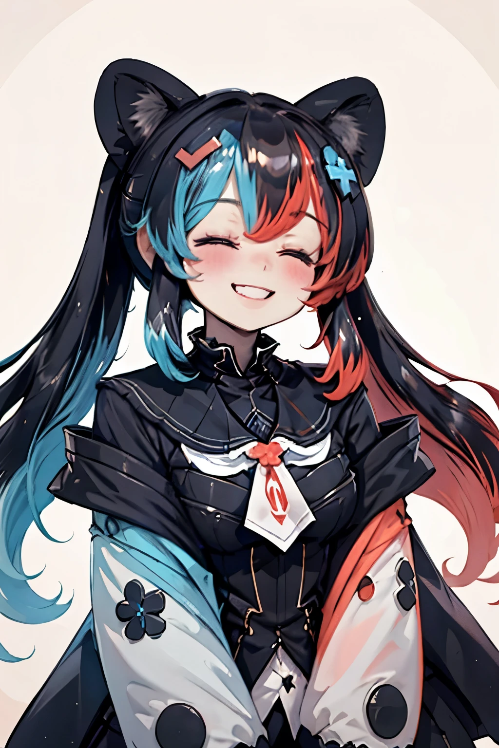 Highly detailed, High Quality, Masterpiece, beautiful, 1girl, solo, SwitchchanOutfit, (HeadpatPOV:1.5), headpat, pov, smile, bright smile, head tilt, closed eyes, happy, blush,