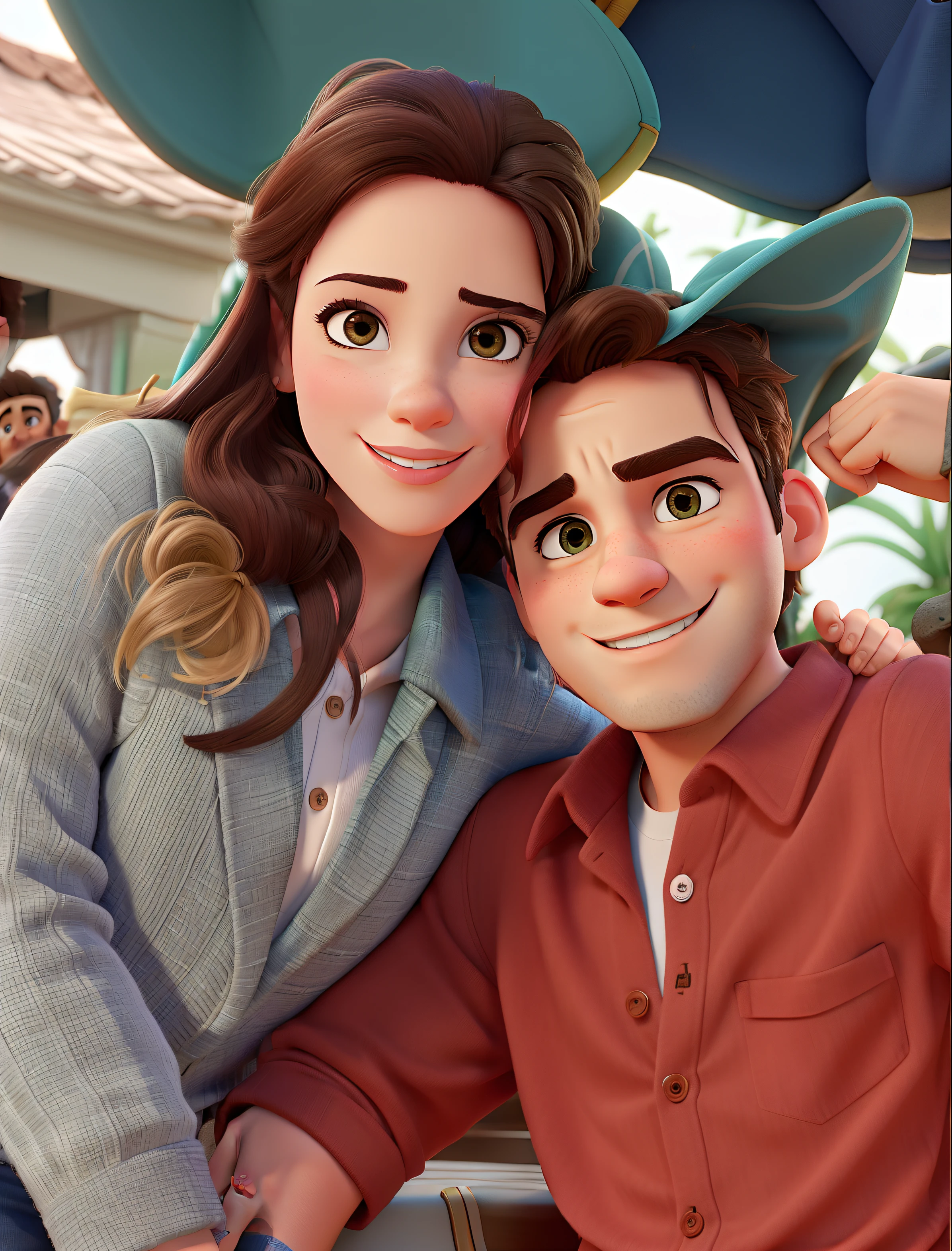 Happy couple like the love of the Disney movie