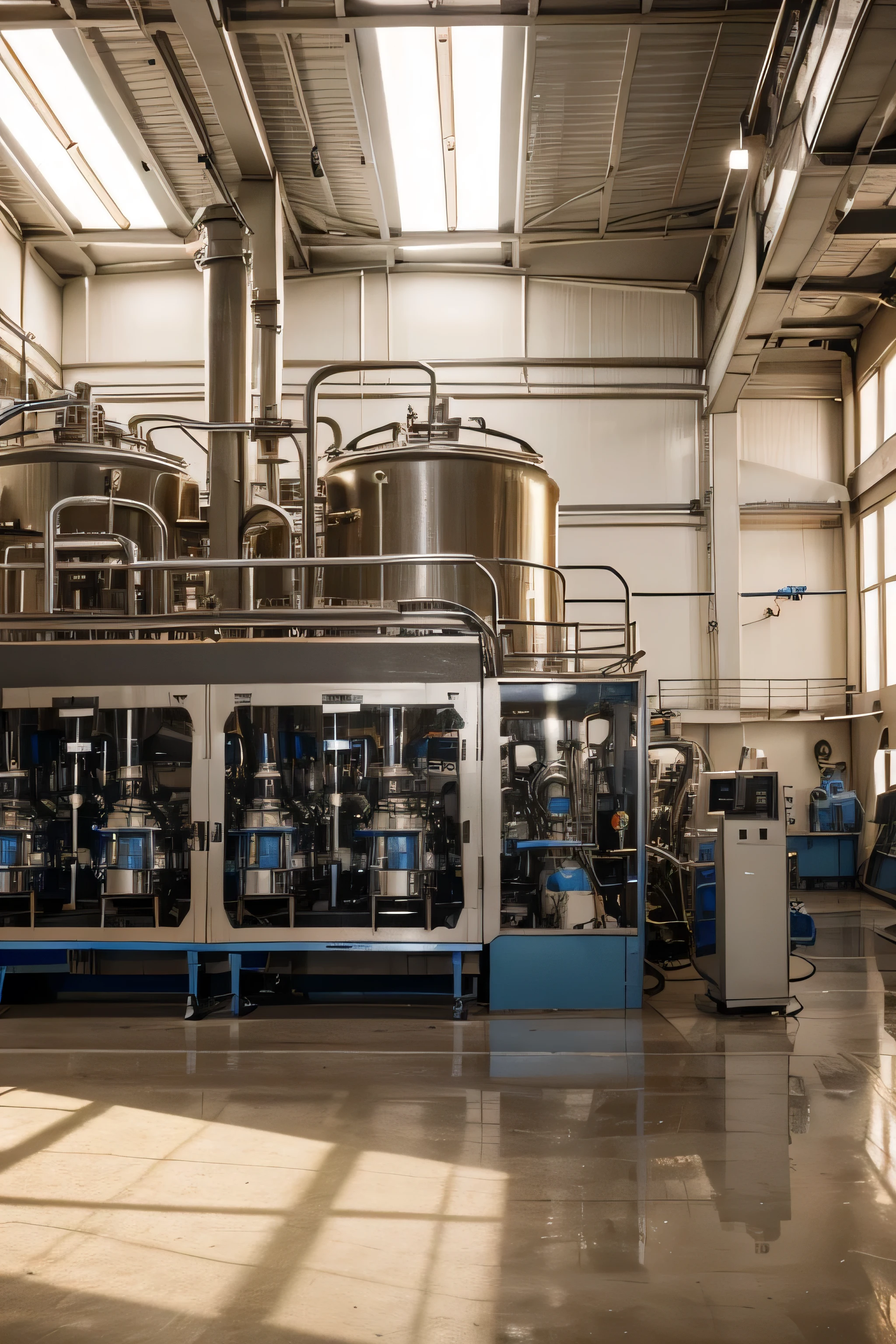 a soft drink factory, interior da fabrica, production line, moderno, real, realista, fotografia, 8k