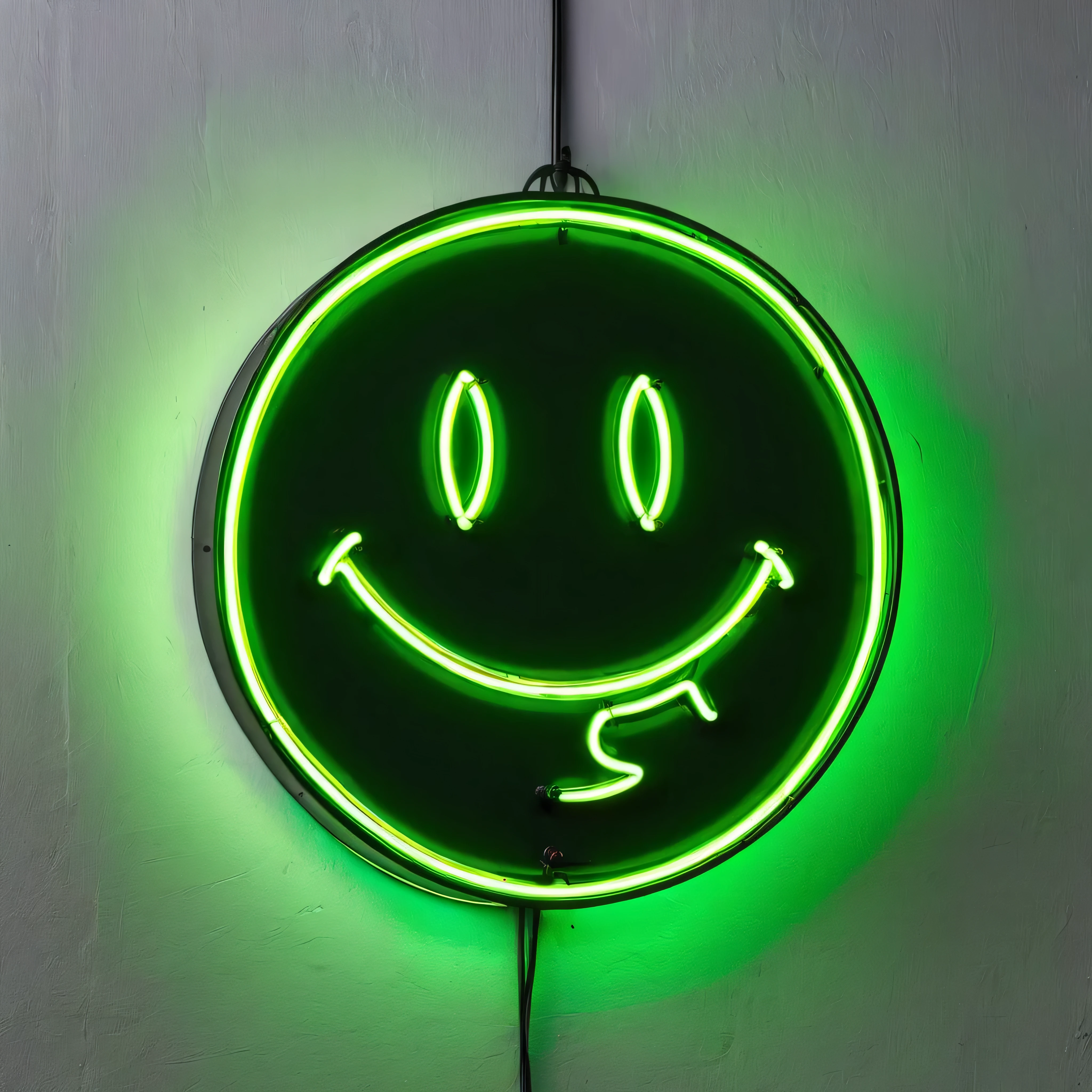 big smile face sign, neon color.
