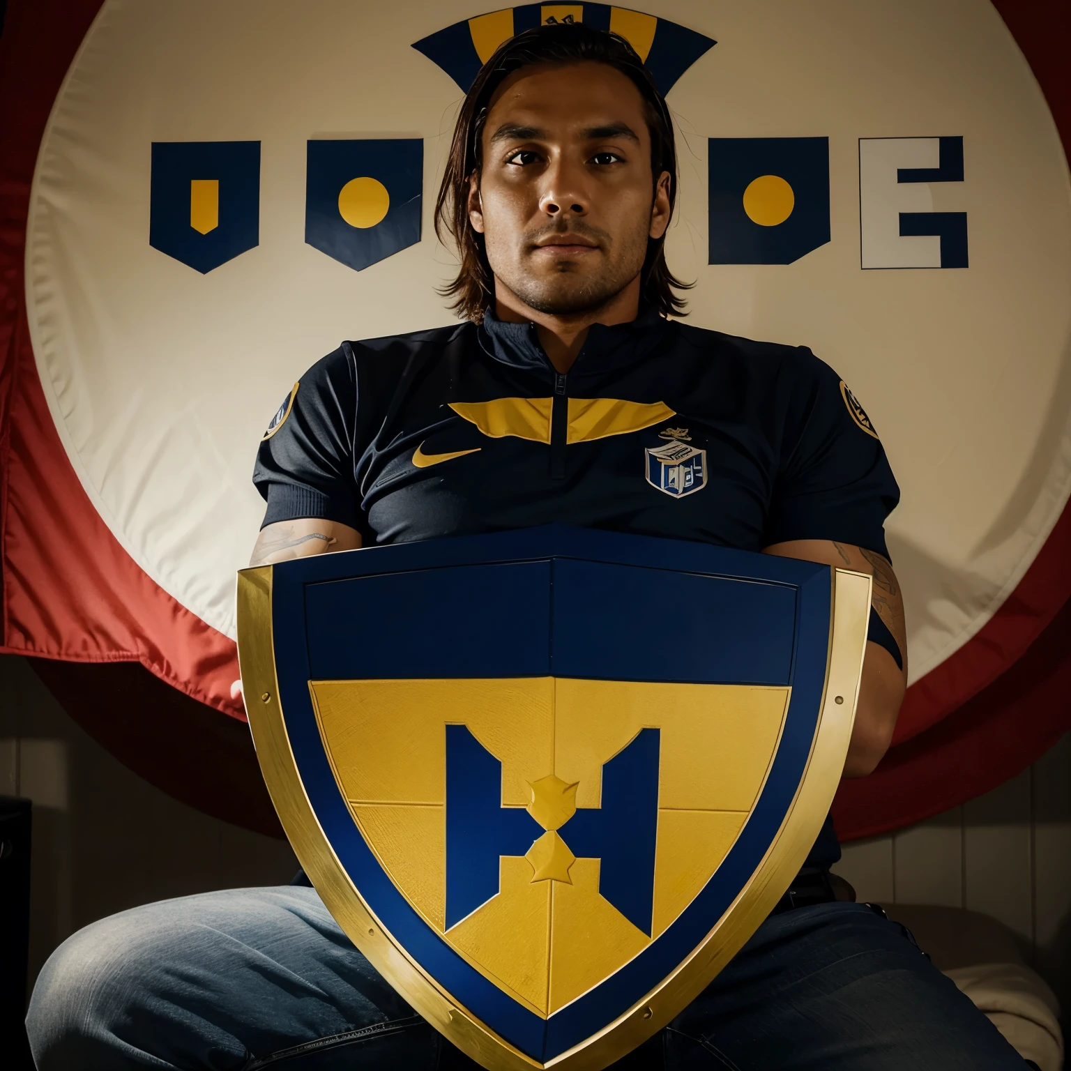 Generate an alternative shield for Atlético Mineiro, usando como base o escudo do Leeds United 