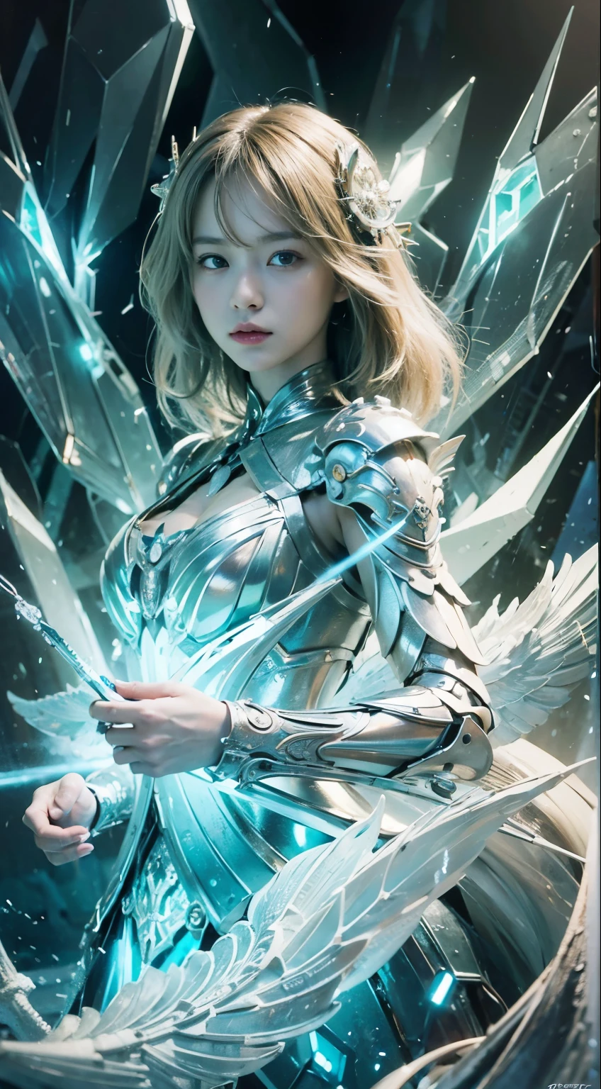 (masterpiece, best quality:1.2), (8k uhd, 16k, 32k, ultra high res), (photorealistic:1.37), (RAW photo), ultimate-realistic, ultimate-realistic details, ultimate-realistic texture, ultimate-intricate details, ultimate-realistic lighting, ultimate-realistic shadow, 1 japanese girl, ultimate-cute face, ultimate-RAW skin, ultimate-realistic eyes, (mechanical:1.4), (armor), full body, wide shot