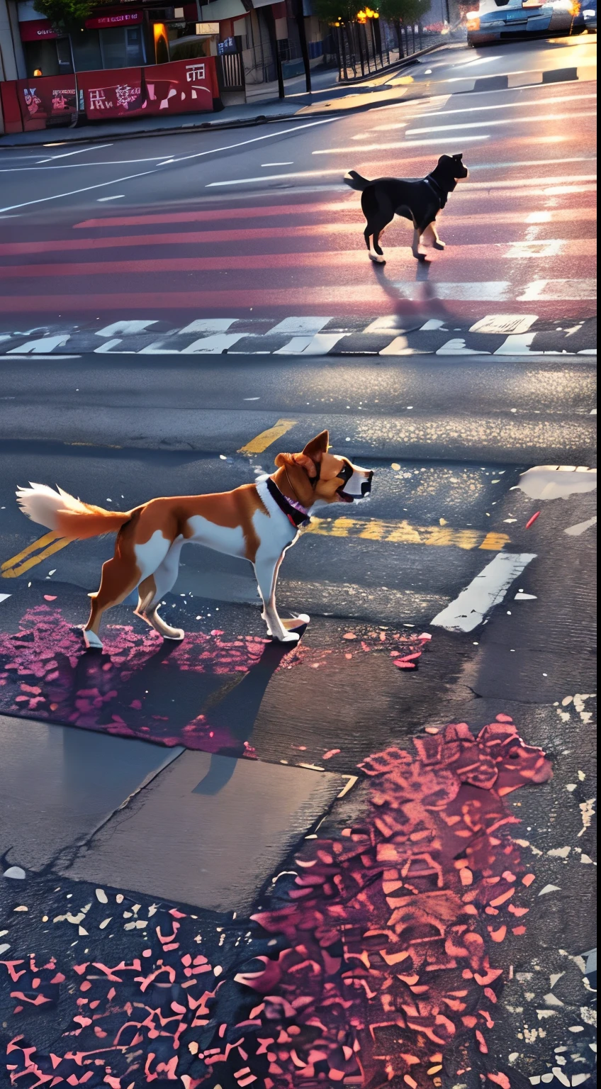 有a dog站在街上, puppy, Japanese Dog, crossing road, Half Dog, with stray dogs, a dog, Chihuahua, in the middle of the street, cute dog, walking proudly on the street, Dog is dancing ballet, On the city streets, Walking towards the camera, Human walking, Anthropomorphic dog