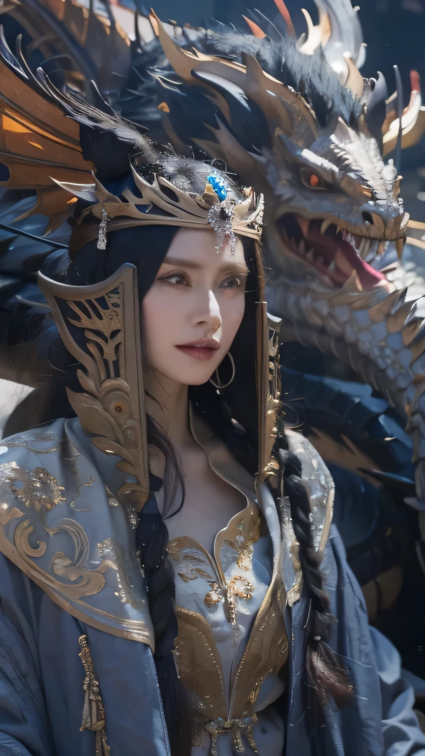 Professional , masterpiece、top-quality、photos realistic , depth of fields (Gemstone Black Metal Body:1.9),(Enamel Black、(cleavage of the breast)、(Chinese Dragon)、Dragon Gold Weapon(Dragon Metal Body:1.4),Gorgeous gold weapons ,(( Dragon's dense and gorgeous sword)) , 、blood splashing、 ,warhammer 40k , adepta sororitas,Detail and gorgeous crown、((Brown hair))、(The dragon)、(Castle background)、The dragon、((Gangle's forest background))、Beautiful Caucasian beauty、(1a person)、dynamic ungle,(((Detailed and ornate Black Devil Crown)))、Smaller head、A smile、Castle background、Thin and beautiful female hands、cleavage of the breast、Mystical expression、Light Effects、Wind-effect、magic circles、With the legendary magic wand、(demonic wings)、Toostock、Look at viewers、