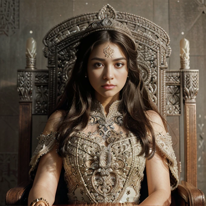 high details, best quality, 8k, [ultra detailed], masterpiece, best quality, (extremely detailed), ultra wide shot, fantasy art, anime, a picture of a empress  wearing white dress (intricate details, Masterpiece, best quality: 1.5), holding a scepter (intricate details, Masterpiece, best quality: 1.5), wearing a crown with 12 stars (intricate details, Masterpiece, best quality: 1.5), sitting on a throne (intricate details, Masterpiece, best quality: 1.5), black hair, long hair, flowing hair, intense eyes,  dynamic light, from the front, [[12 stars in the background]], best quality, highres, ultra wide angle