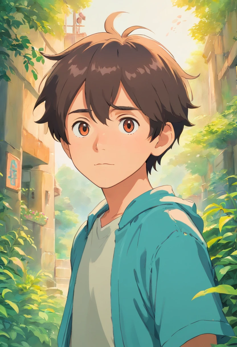 Adolescente, sem face, careca, anime, boy