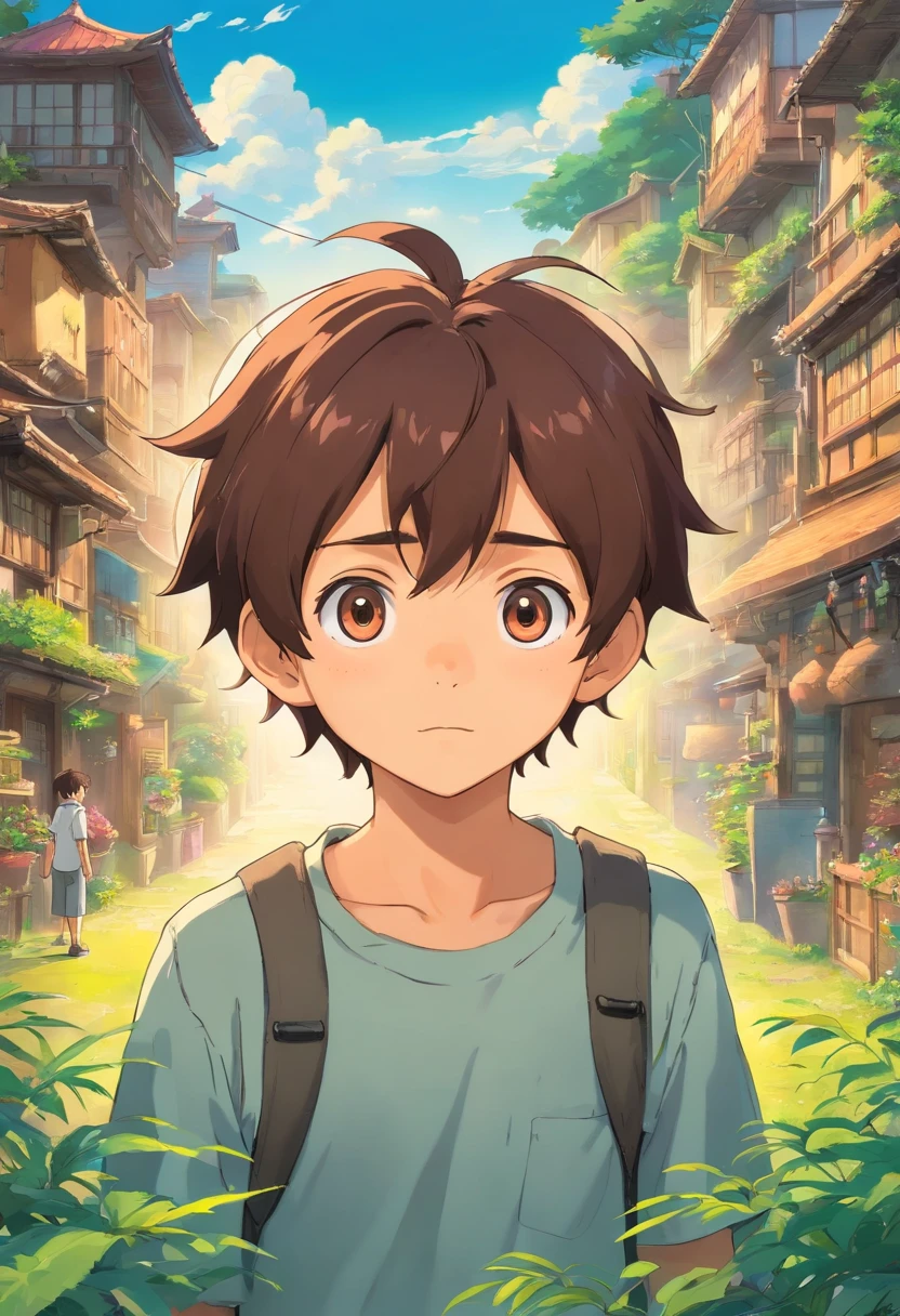 Adolescente, sem face, careca, anime, boy