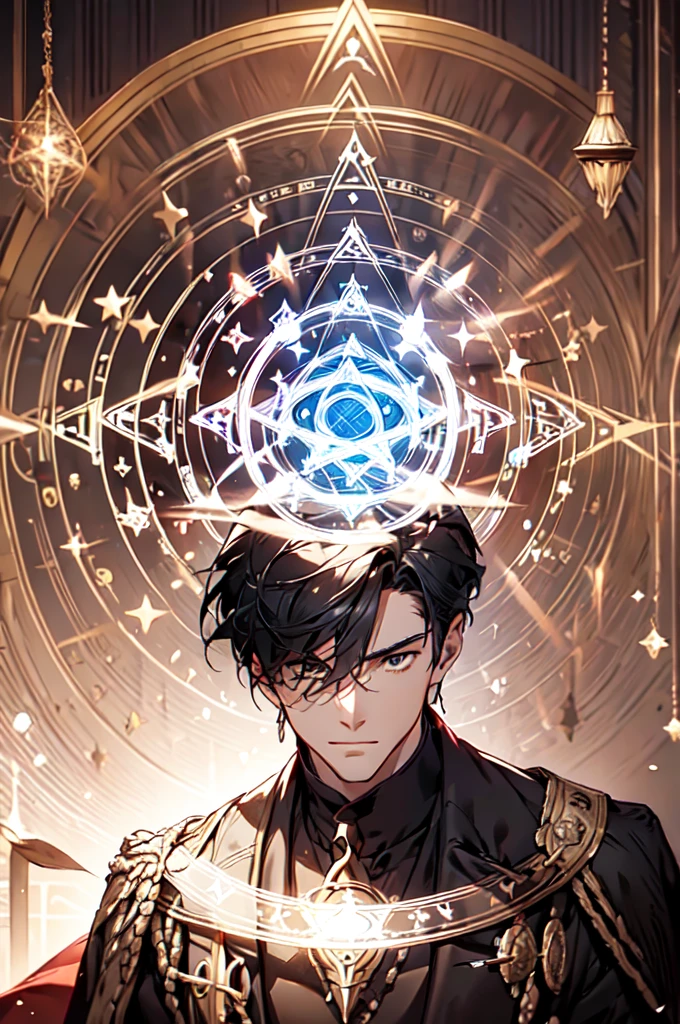 male focus,magic circle,portrait,