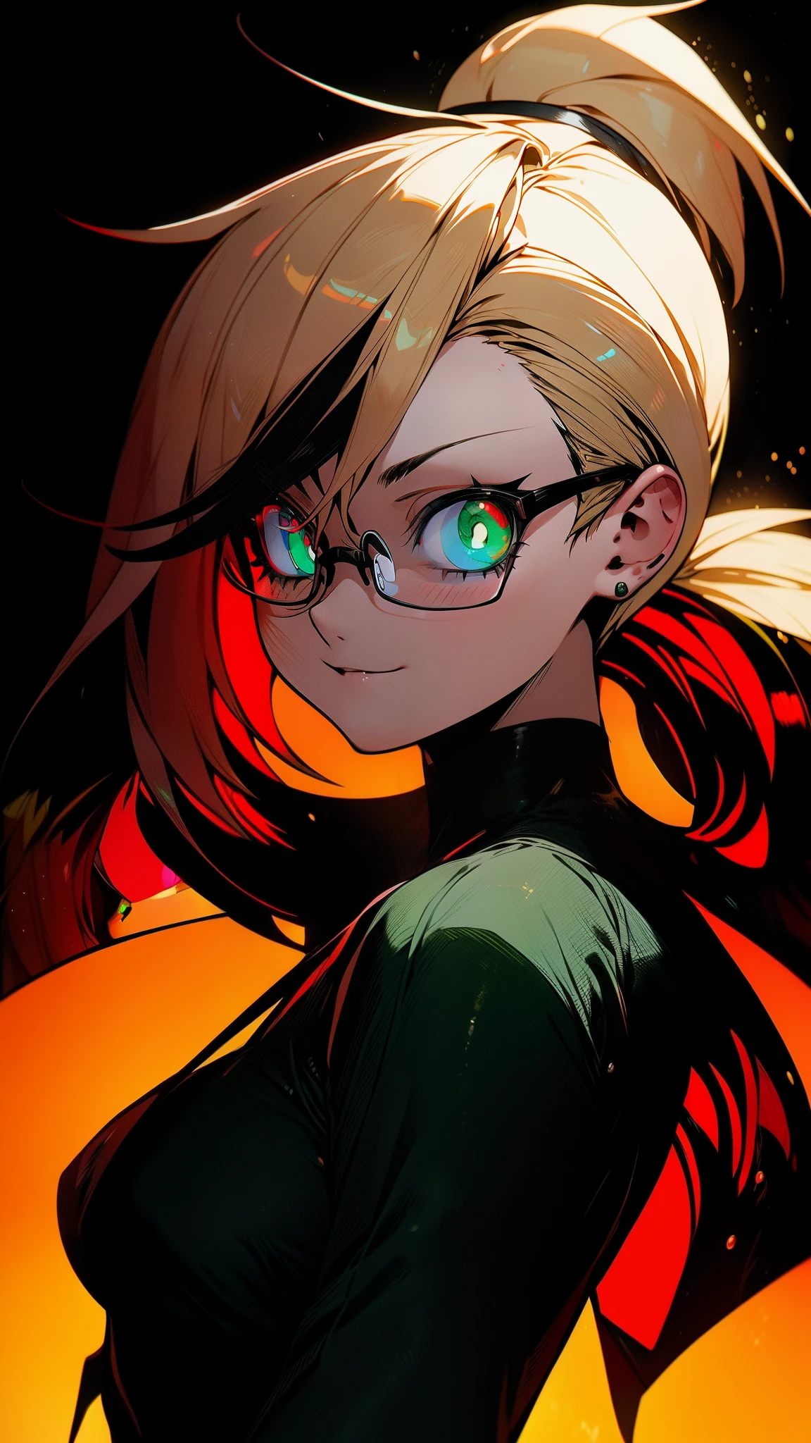 anime, deejaying girl, dj, dj girl, headphones, rave, (highest picture quality),masterpiece,best quality,extremely detailed CG wallpaper, ultra_detailed,(Cinematic Lighting:1.1), (cold face), green eyes, 1girl, solo, dark-green_hair, short_hair, masterpiece, best quality, glasses