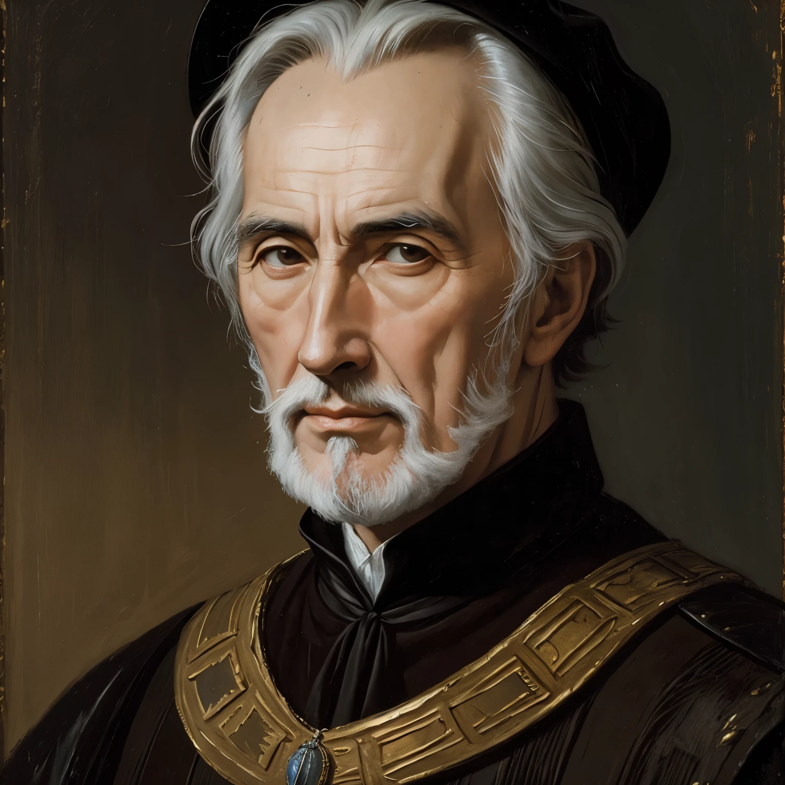 Oil painting of a medieval count, 16th century oil painting portrait, young christopher lee, oil painting filter