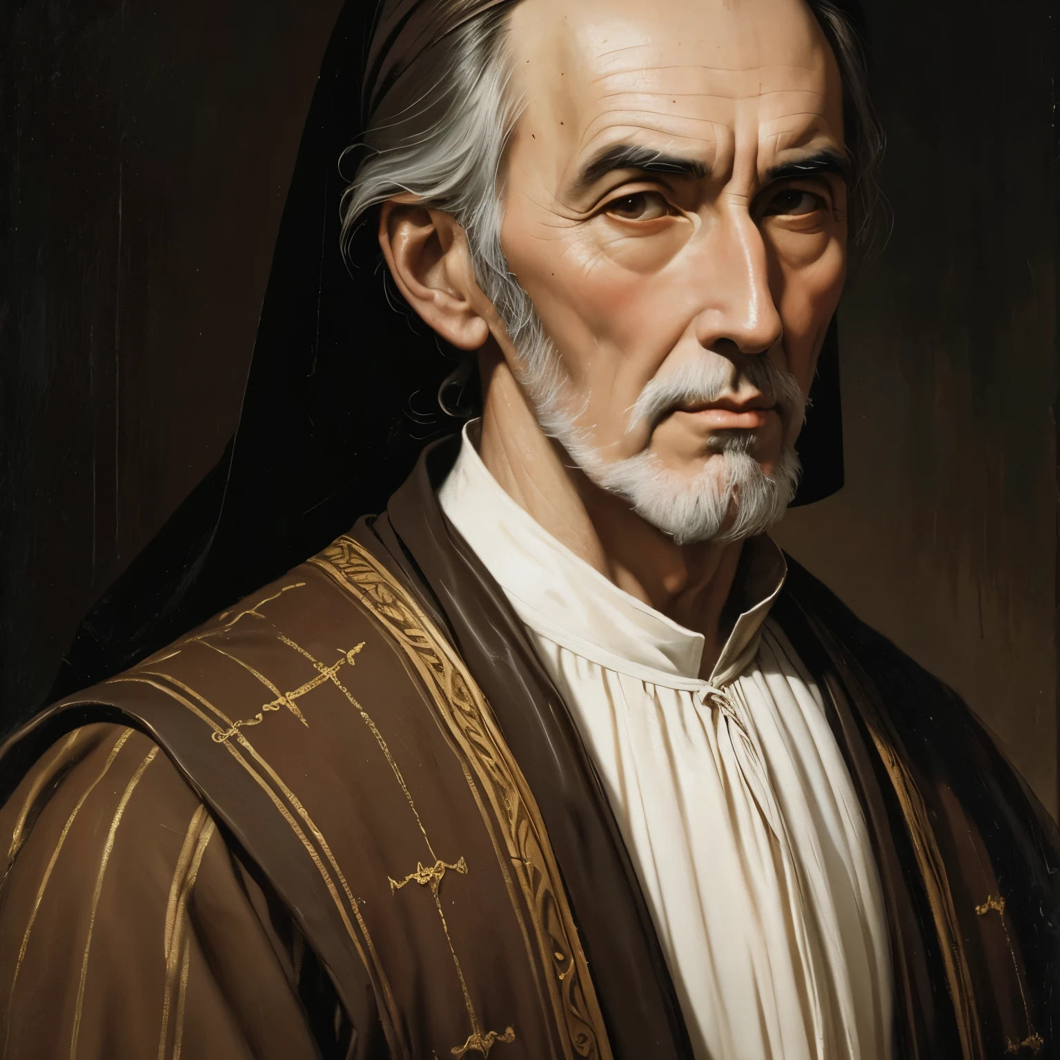 Oil painting of a medieval count, 16th century oil painting portrait, young christopher lee, oil painting filter
