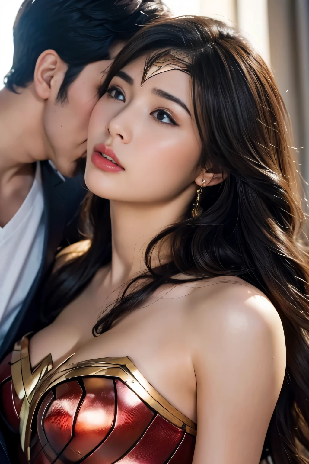 私はWonder Womanです、完璧なWonder Womanの衣装,お姫様Hugged,Hugged,You can hold it,Leaning on the man,Hugged,Can be lifted,Men lick my face with their tongues,The guys lick my head with their tongues,Men lick my hair with their tongues,My body is licked by men,sleeping face,Close ~ eyes,Open your mouth,Tired face,Face of Suffering,sleeping face,slap,Getting punched in the face,Fighting with men,Fight with the men,Surrounded by men,,caught between men,Being held back by men,Entanglement with males, Attacked by men,Brown Hair, masterpiece、beautiful girl、fine 目、puffy eyes、highest quality, 超High resolution, (reality: 1.4), Cinema Lighting,so beautiful、Beautiful Skin、(超reality的な)、(High resolution)、(8k)、(Very detailed)、(beautiful and fine 目)、(Very detailed)、 Detailed face、Diagonal bangle hair、Brown Hair、20-year-old、Wonder Womanのコスプレ,Wonder Woman