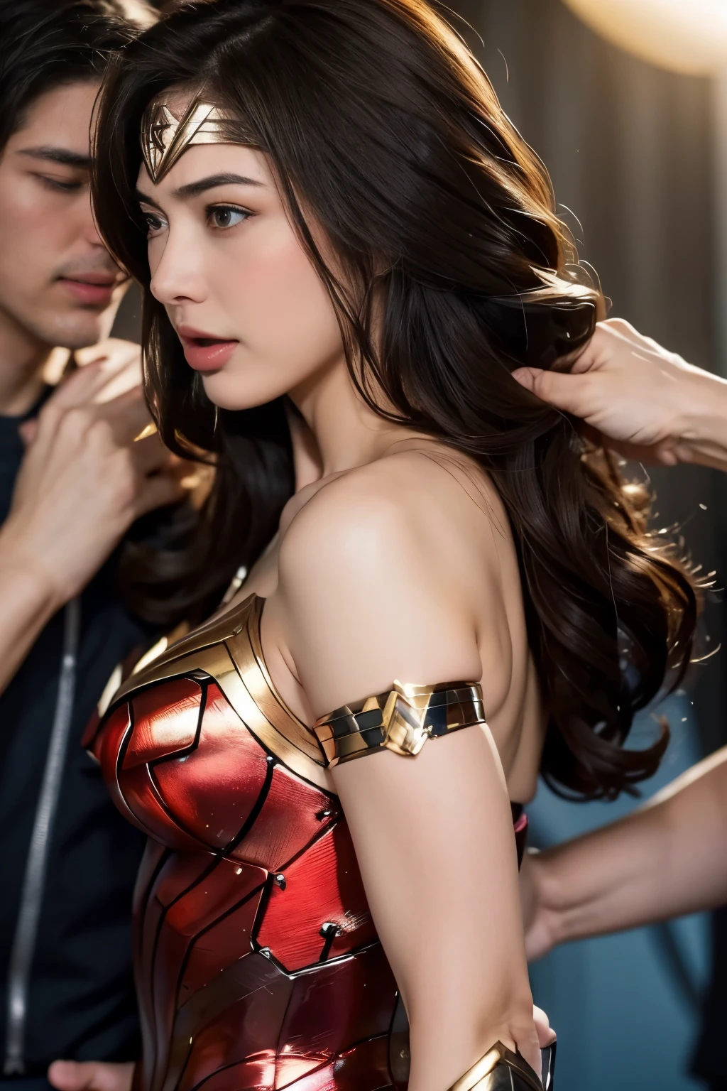 私はWonder Womanです、完璧なWonder Womanの衣装,お姫様Hugged,Hugged,You can hold it,Leaning on the man,Hugged,Can be lifted,Men lick my face with their tongues,The guys lick my head with their tongues,Men lick my hair with their tongues,My body is licked by men,sleeping face,Close ~ eyes,Open your mouth,Tired face,Face of Suffering,sleeping face,slap,Getting punched in the face,Fighting with men,Fight with the men,Surrounded by men,,caught between men,Being held back by men,Entanglement with males, Attacked by men,Brown Hair, masterpiece、beautiful girl、fine 目、puffy eyes、highest quality, 超High resolution, (reality: 1.4), Cinema Lighting,so beautiful、Beautiful Skin、(超reality的な)、(High resolution)、(8k)、(Very detailed)、(beautiful and fine 目)、(Very detailed)、 Detailed face、Diagonal bangle hair、Brown Hair、20-year-old、Wonder Womanのコスプレ,Wonder Woman