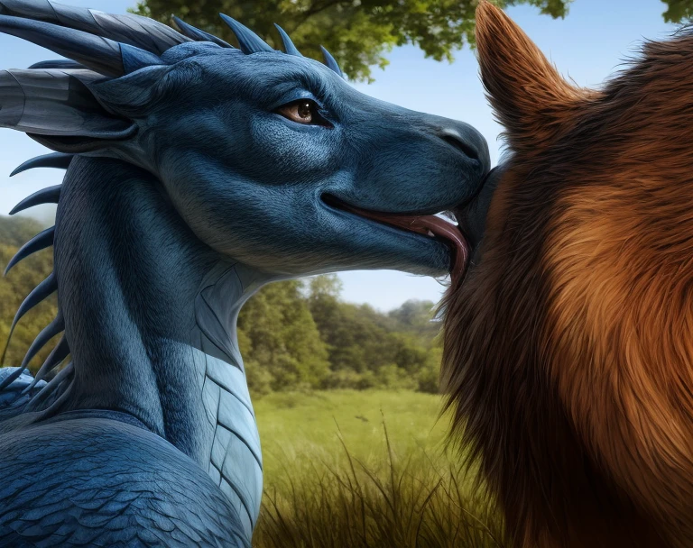 ((((photorealistic feral small dog with blue dragon)))), ((((feral, duo)))),  ((((side view, saliva, anal liking, rimming)))), ((((anal, looking away from each other, all fours, anal)))), outside, sunny, blue skys, best quality, shaded, extreme detail, highly detailed, ultradetailed, intricate, realistic, detailed background, hi res, realistic, photorealism, 