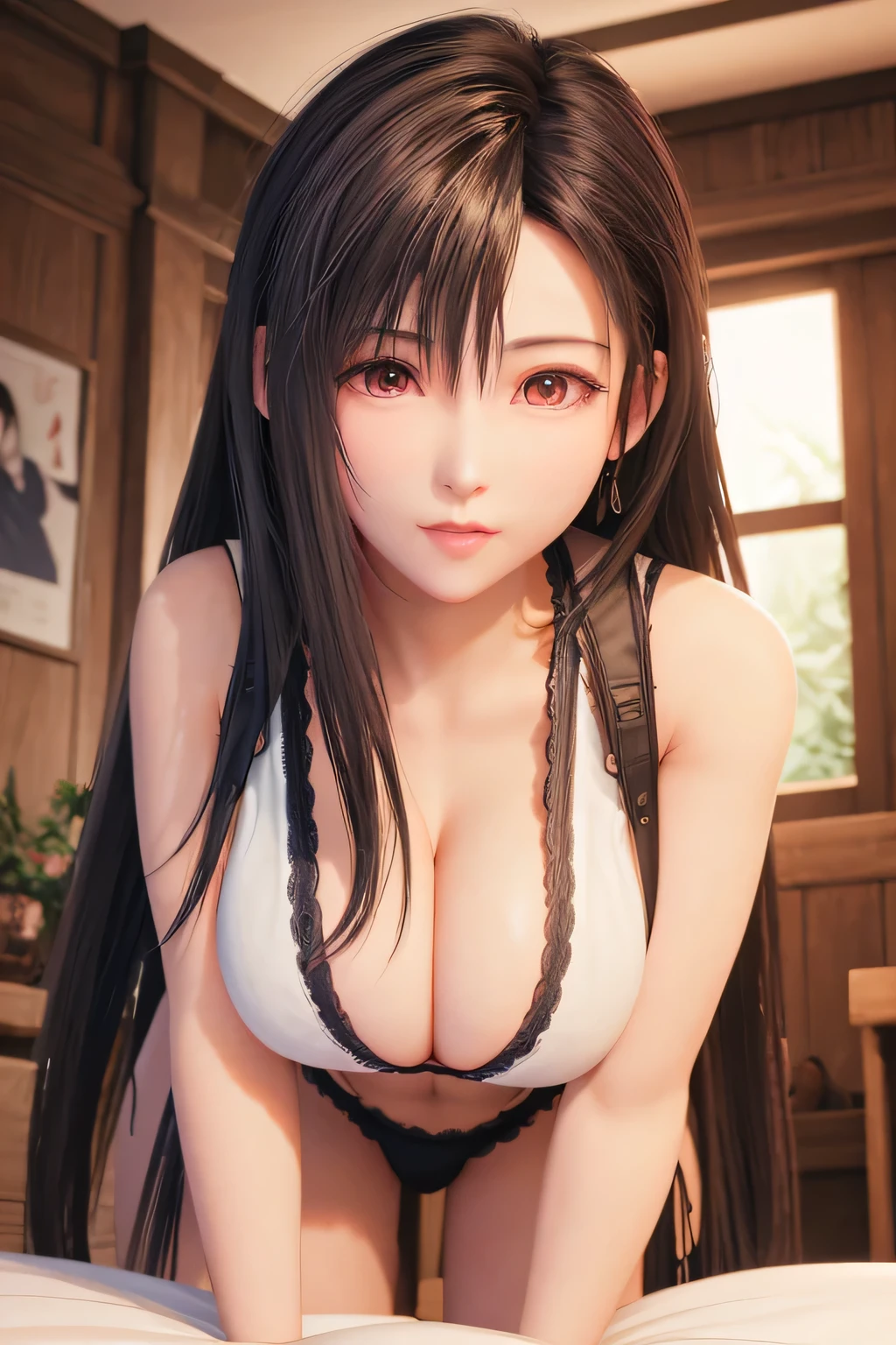 best quality、CG、Maximum number of pixels、Beautiful Face、21age、nu de,Wearing a sexy pose that accentuates her large cleavage