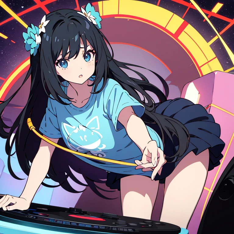 two anime girls in headphones are playing music on a turntable, anime vibes, anime style 4 k, ig studios anime style, nightcore, 8 0 s anime vibe, anime girls, anime style. 8k, lofi artstyle, dj sura, anime moe artstyle, anime style illustration, trending on cgstation, anime style artwork, e - girl flying attack dancing flower