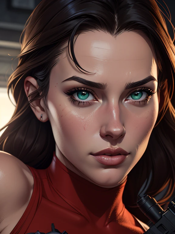 um close up de uma mulher em um vestido verde com uma espada, extremely detailed estilo Cartoon estilo ilustração digital estilo GTA, Wlop Ross sorteios, sedutor elfo princesa cavaleiro, ashé, garota de armadura, girl of the zodiac knights, style , garota elfa, uma guerreira loira sexy, uma guerreira loira esmeralda, elfa, Ross Draws 1. 0, up modela close up of a woman in a red dress holding a gun, artgerm julie bell beeple, glamorosa Jill Valentine, inspirado em Raymond Swanland, Resident Evil, Craig Mullins, Cutesexyrobutts, inspirado em Marek Okon, estilo de Raymond Swanland, Resident Evil inspired, detalhado