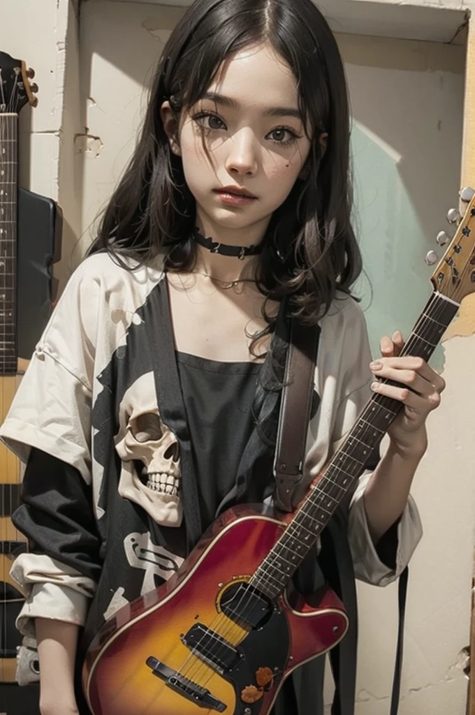 Skeleton shaped guitar