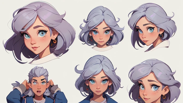 Female character in Turnaround sheetcartoon style Digital art style illustration Cartoon image of a woman .Ilustra??o estilo desenho animado, estilo de arte dos desenhos animados, Ella Purnel lestilo Cartoon style digital illustration artgerm style cartoon art style, digital illustration style, design de personagens altamente detalhado, arte digital detalhada coragem, Forest fan art, Design de personagens de retrato, beautiful digital illustration, retrato de alta qualidade, Arte em quadrinhos, mulher jovem cabelo com transas lindas . Beautiful lined eyes Medium large bust and wonderful sexy clothes. image expression of sexual desire from the waist to the Ella Purnellstyle illustration Cartoon style digital illustration Turnaround sheet style