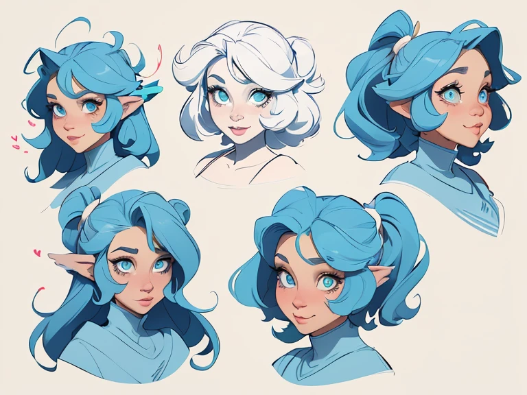 Female character in Turnaround sheetcartoon style Digital art style illustration Cartoon image of a woman .Ilustra??o estilo desenho animado, estilo de arte dos desenhos animados, Ella Purnel lestilo Cartoon style digital illustration artgerm style cartoon art style, digital illustration style, design de personagens altamente detalhado, arte digital detalhada coragem, Forest fan art, Design de personagens de retrato, beautiful digital illustration, retrato de alta qualidade, Arte em quadrinhos, mulher jovem cabelo com transas lindas . Beautiful lined eyes Medium large bust and wonderful sexy clothes. image expression of sexual desire from the waist to the Ella Purnellstyle illustration Cartoon style digital illustration Turnaround sheet style