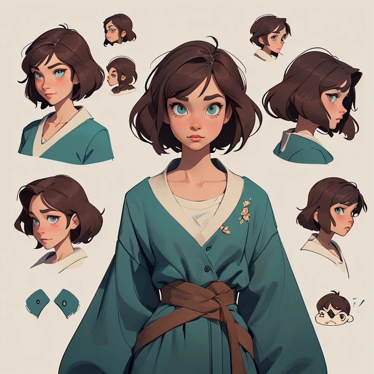 Female character in Turnaround sheetcartoon style Digital art style illustration Cartoon image of a woman .Ilustra??o estilo desenho animado, estilo de arte dos desenhos animados, Ella Purnel lestilo Cartoon style digital illustration artgerm style cartoon art style, digital illustration style, design de personagens altamente detalhado, arte digital detalhada coragem, Forest fan art, Design de personagens de retrato, beautiful digital illustration, retrato de alta qualidade, Arte em quadrinhos, mulher jovem cabelo com transas lindas . Beautiful lined eyes Medium large bust and wonderful sexy clothes. image expression of sexual desire from the waist to the Ella Purnellstyle illustration Cartoon style digital illustration Turnaround sheet style