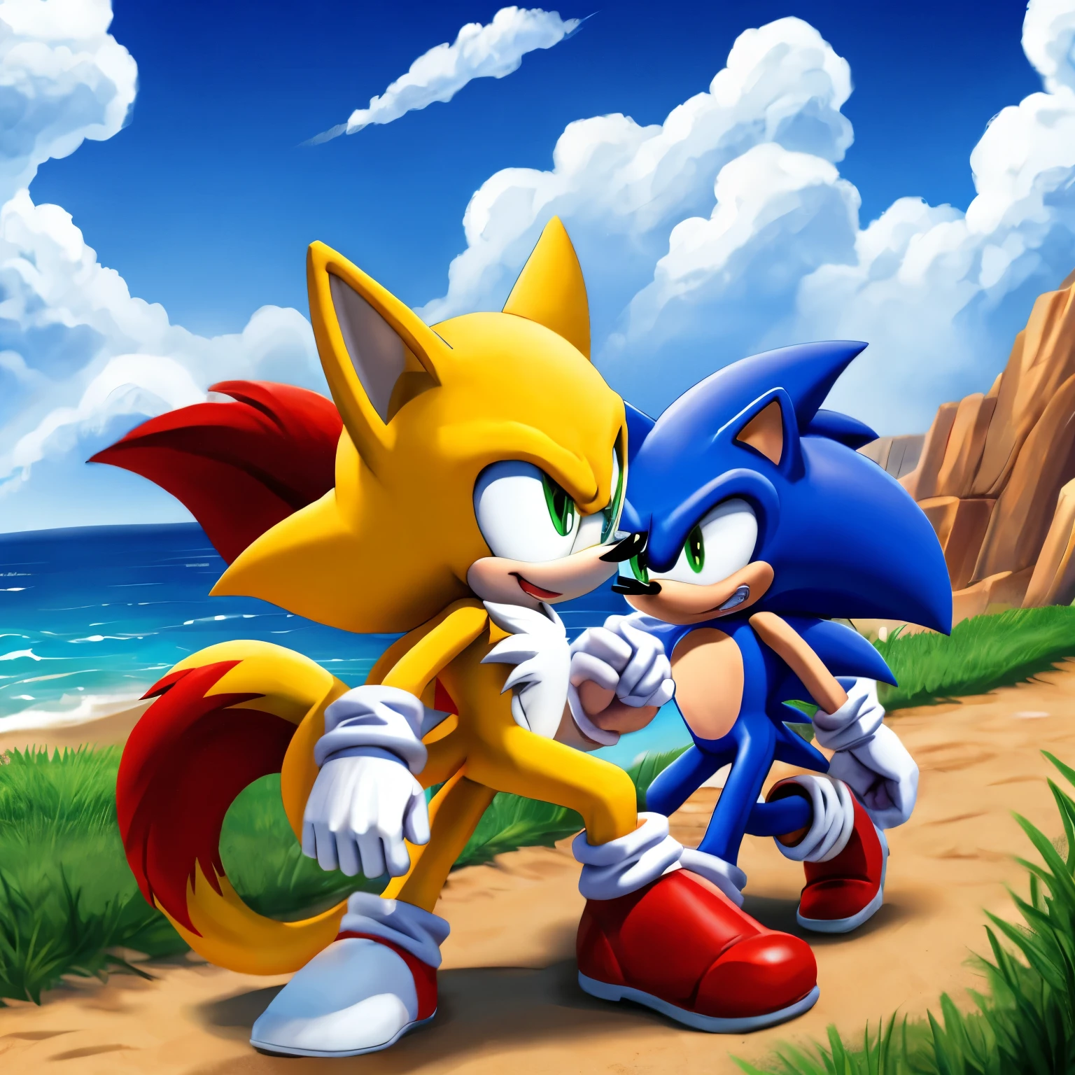 sonic fighting with tails