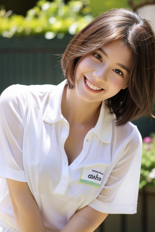 1The girls、shirts、preated skirt、17yearsold、Bob Hair Style、smile on face、delightful!、enmaided、Chromo-white skin、Beautiful Eyes、(small tits)、throb、Wimbledon、(Wearing white tennis wear)、Bright lighting、Vents、the sun、Various hair colors、Large Breasts、