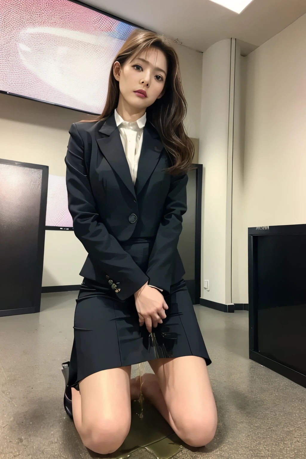 (Obra maestra, 16k,8k,4k ,Ultra detallado:1.1),(Cara hermosa:1.1),(1girl:1.1),35yo,top model body, perfect legs, (Lift Jewelry:1.3)((business suit, black pencil skirt white shirt)),Ukrainian ,Woman, ,(urination:1.5),(avergonzado:1.rovocative, sexy stilettos, hight heels, pantyhose, long haried blonde girl, peeing self, wetting her clothes, can't hold her pee face, wetting herself desperate, pee desperation pose, her body can't hold her pee and wets herself ultra desperate in the middle of the cicty in absolute desperaton wetting herself, pee runing down her legs, standing up, hyper pee desperate face, big pee pudle her skirt its wet in the front badly from pee