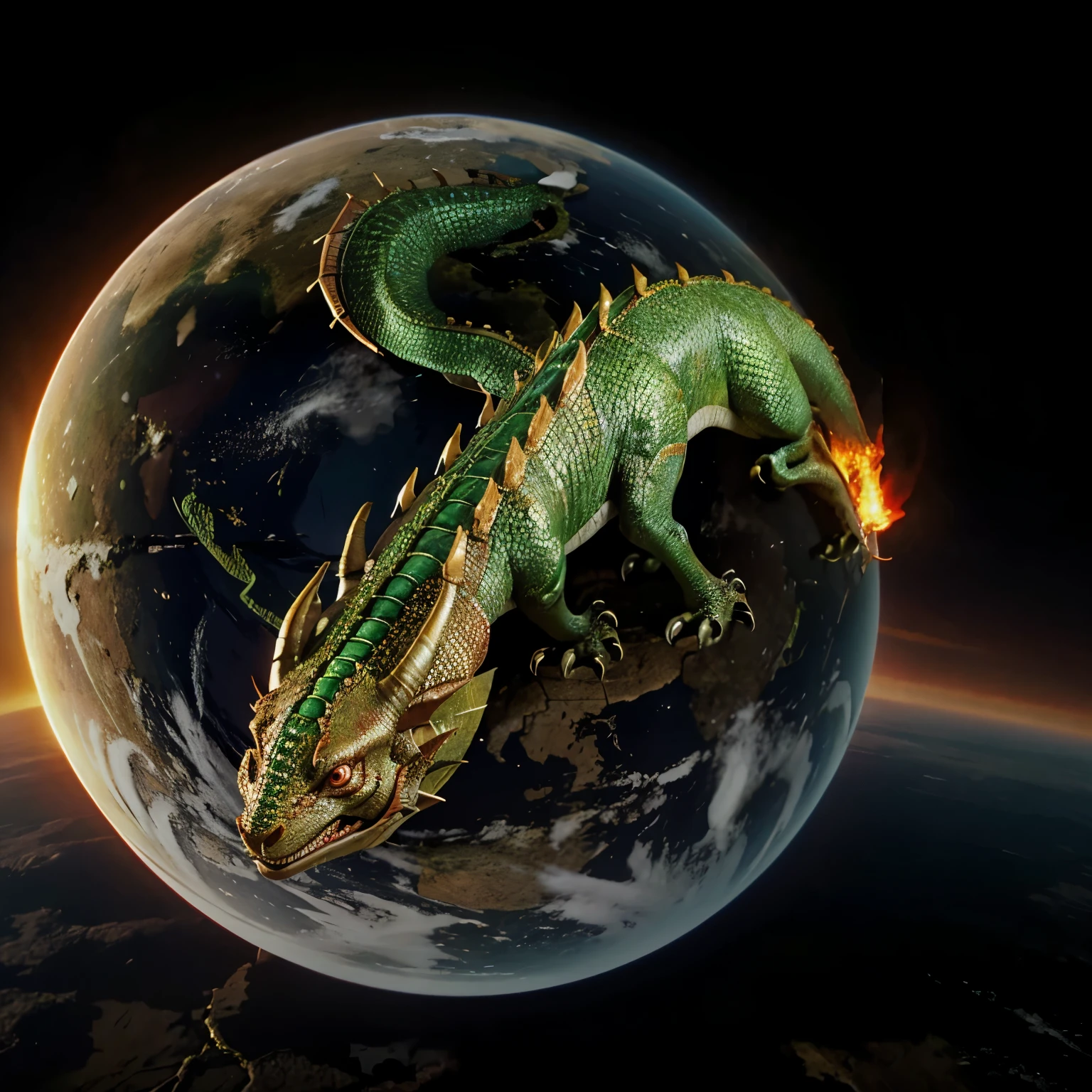 Red Dragon wrapped around the earth