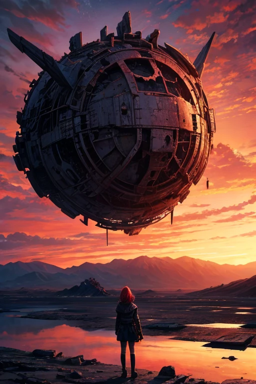 highest quality、Desolate Earth、wreckage、Red Sky、Surrealism