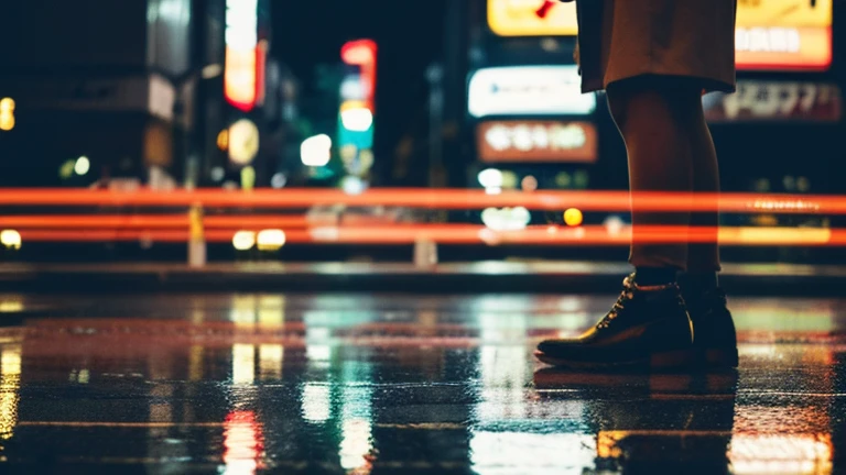 highest quality,Attention to detail,4K,Tokyo Night,Shibuya,Scramble crossing,rain,