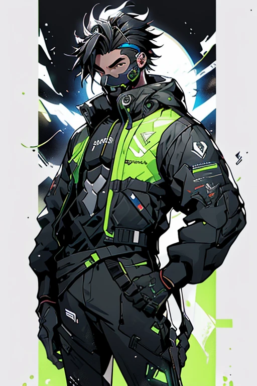 jovem de topete branco com degrader desenhado gamer, sentado em frente ao seu computador gamer, usando seu fone gamer com olhar confiante e destemido usando oculos de grau