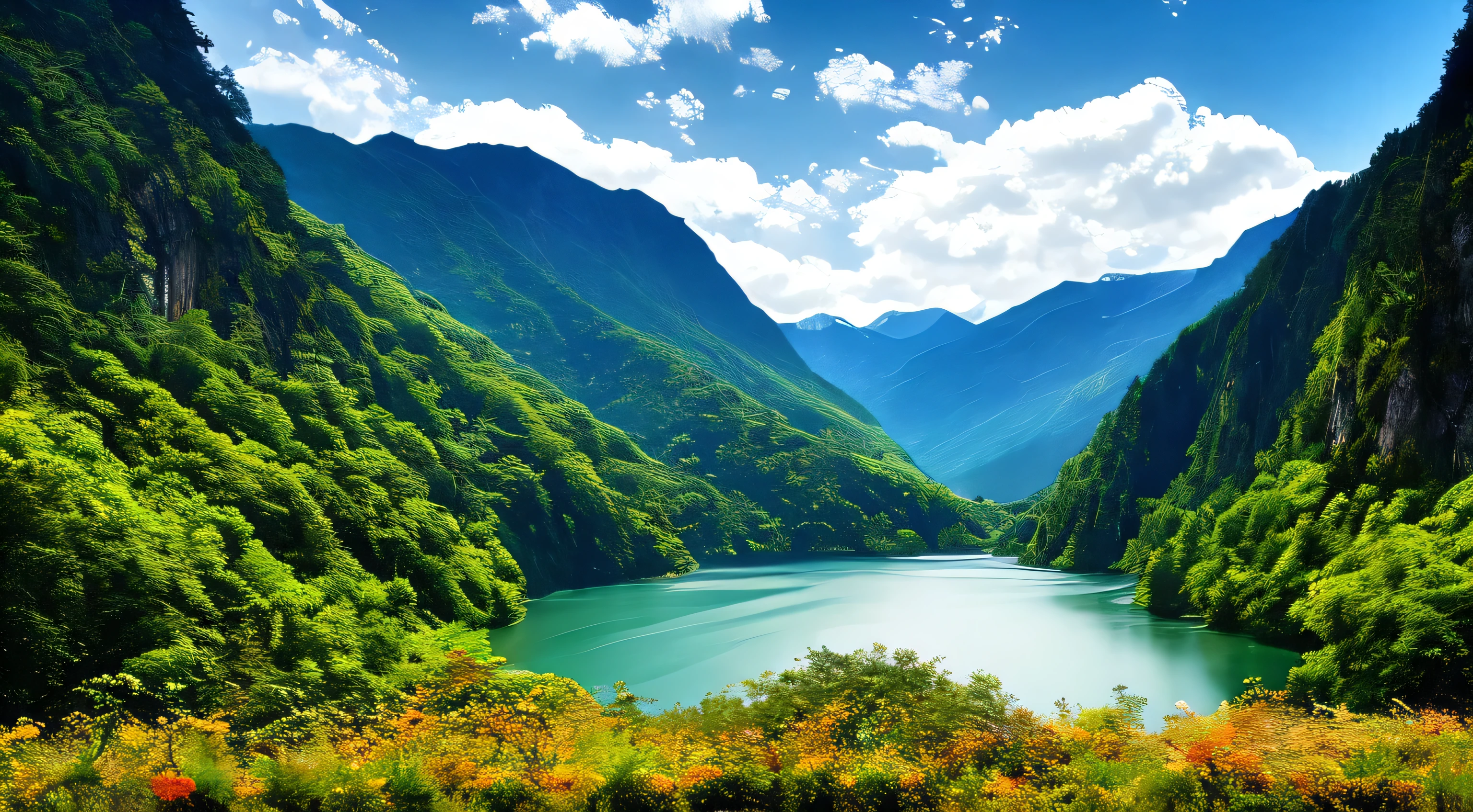 masterpiece、Ultimate Quality、CG Unity 8k Wallpaper、Very delicate and beautiful sky and clouds、Rich natural scenery、cliff、Lakes and Rivers、Waterfalls and running water、Beautiful green mountain々々、Without a trace of humanity、Nice views、Photo Contest Winner、Background Blur、Completely written depth、HDR High Dynamics、True Restoration、Complex and extreme details、Dramatic presentation、Perfectly present the style of art along the journey