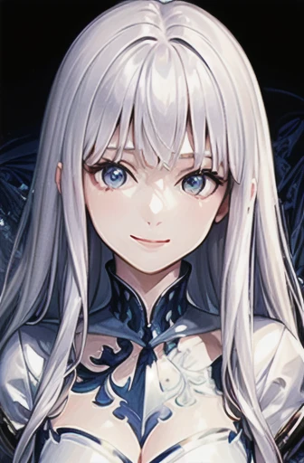 (masterpiece, highest quality, highest quality, Official Art, beautifully、beautiful:1.2), (1人のgirl:1.3), (Fractal Art:1.3),girl,beautiful,An innocent smile,Silver Hair,long hair,Princess,Smooth Hair