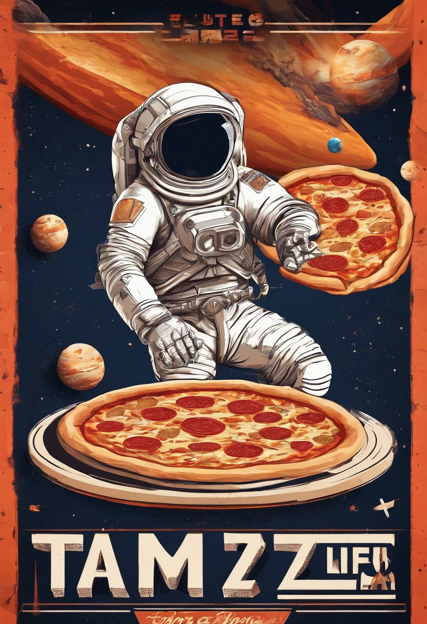 Space-themed pizza advertising
