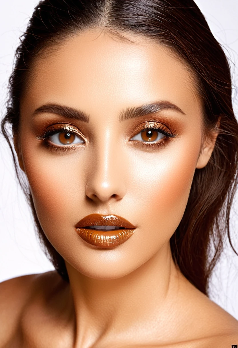 ((mejor calidad)), ((Obra maestra)), (detallado), create a girl with the face of a hegemonic woman, By the chestnut, ojos color miel, usando gloss labial, que Tenga una Mirada sensual, vestimenta profesional. que la mujer este sosteniendo u oliendo el perfume Ilia Secreto de marca Natura.
