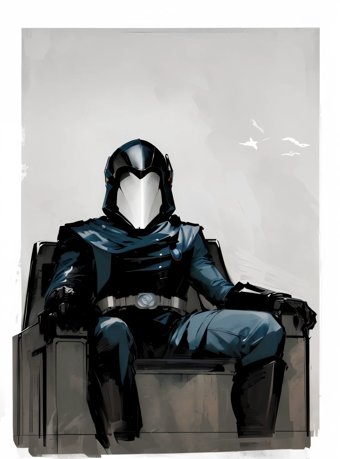 ultradetailed illustration, illustration by Jae Lee, Cobra Commander sitting on a throne. portrait from below, forced perspective. masterpiece, , cel shaded, cel shaded:15, crow in cyber armour, cel-shaded, cel - shaded, cel - shading, cel-shading, cel shade, cel-shaded:15, dark high-contrast concept art