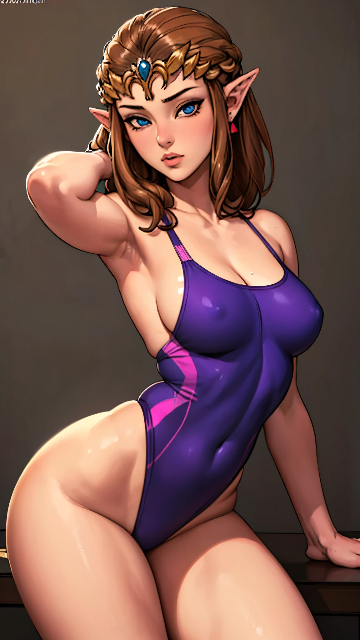 Must Piece, (Solo: 1.1), Perfect Face, (Bright Lighting: 1.2), Beautiful Eyes, Beautifully Detailed Face, Perfect Lighting, Absolutely necessary for the piece, Top Quality, ()MILF, ()Big Tits, 1 on 1, Provocative, Lips, Lips Bold, 8K, High Quality Video, Married Woman,. Beautiful, bright,. 8K, high quality, video, married woman, fair skin, beautiful figure, beautiful face, small face, beautiful line drawing. 8K high quality, high accuracy, princess zelda, beautiful, beautiful figure, small face, full length, twilight princess, beautiful,.Description: beautiful, bright, highlights in eyes, small ears, brown hair, sexy, illustration, beautiful line drawing.She is raising her arms, showing her armpits, simple background, dark background, blue eyes, revealing, losing, embarrassing expression, depicting from head to belly, school swimsuit, swimsuit outfit,