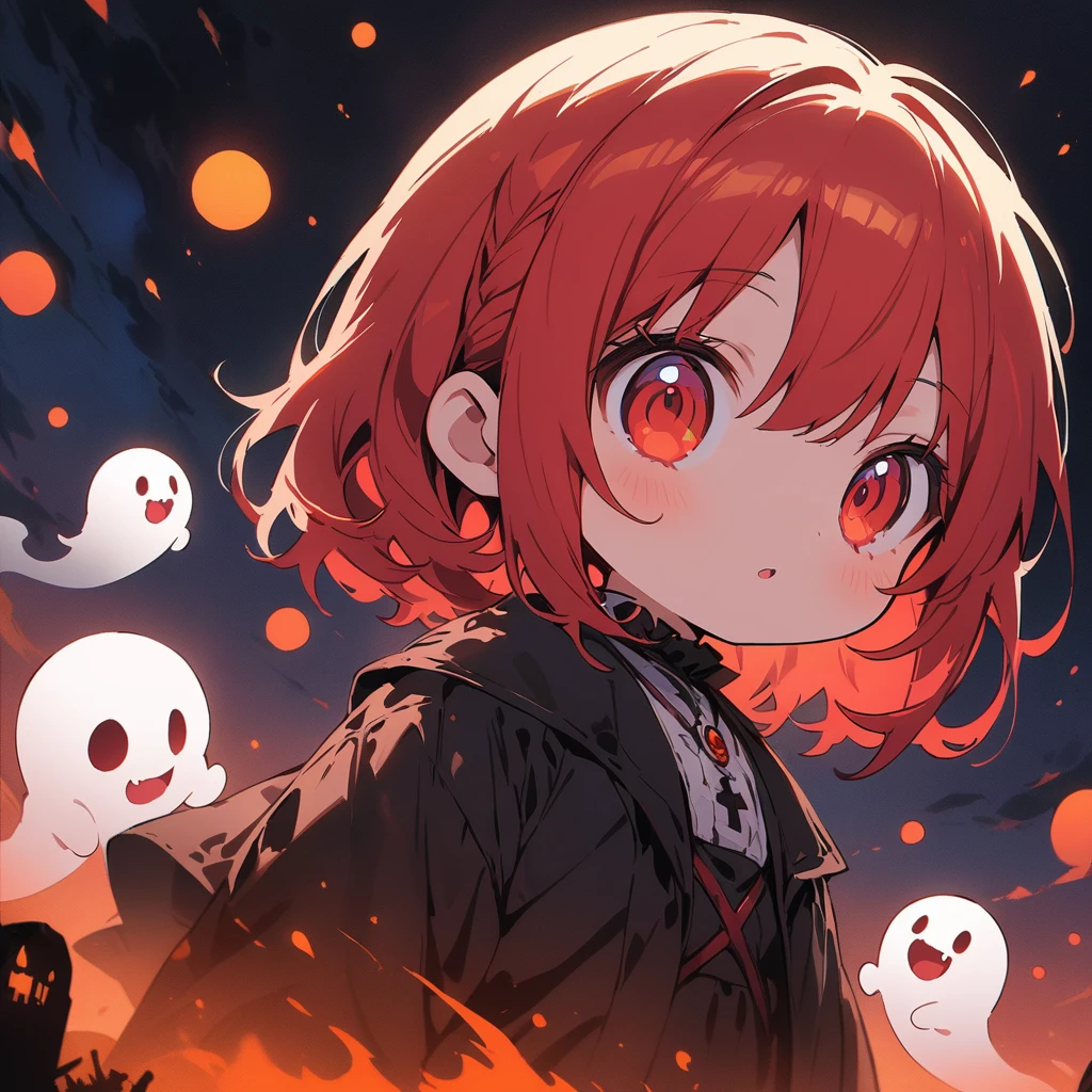 (masterpiece, highest quality:1.4), Cinematic Light, colorful, High Contrast, Western Cemetery, night, (Horror (theme):1.2), (Cute Chibi Monsters:1.2), (Cute little ghost:1.3)、dark、(highest quality、masterpiece、High resolution、detailed)、animeスタイル、Flat Style、 BREAK,extremely detailed、anime