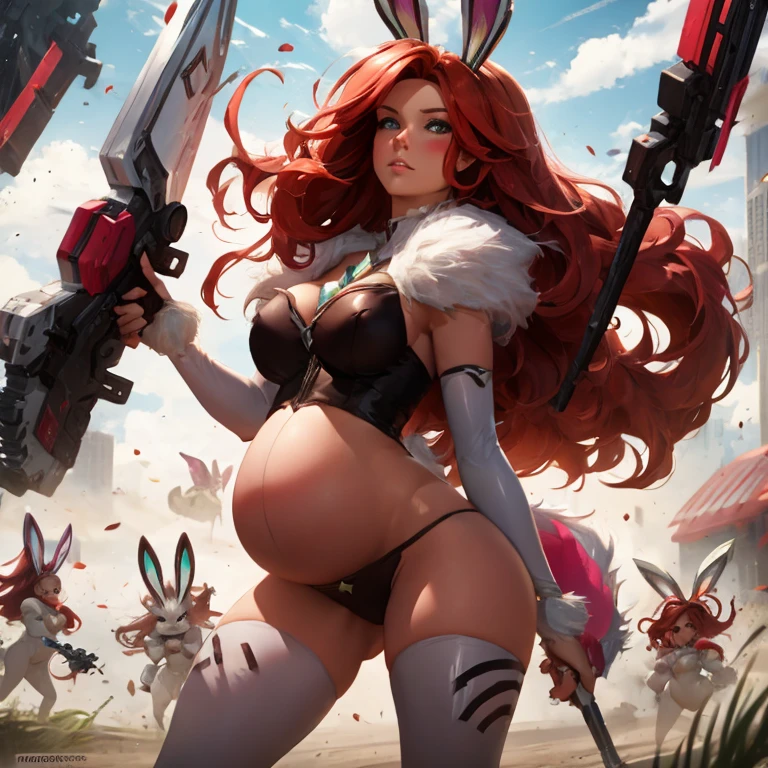 Sexy pregnant battle bunny miss Fortune, red hair