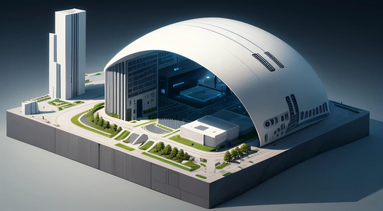 Explore a futuristic world of isometric architecture with a touch of Zahahadid's iconic style... Imagine a towering building with sharp angles and smooth curves.., All rendered in incredible detail..