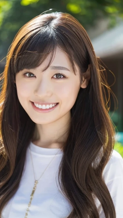 (Highest Resolution, 4K, masterpiece: 1.3), Japanese women, A photo of a woman, sexy: 1.1, Beautiful Eyes,Symmetrical eyes,Big eyes, Slim figure, Realistic teeth, double eyelid, (whole body:1.3), highest quality, detailed, Long Hair, Holding hair fluttering in the wind with your hands、White T-shirt、T-shirts that are tight against the skin、bikini, Beach,Beauty、cute、Laughter、whole body:1.3