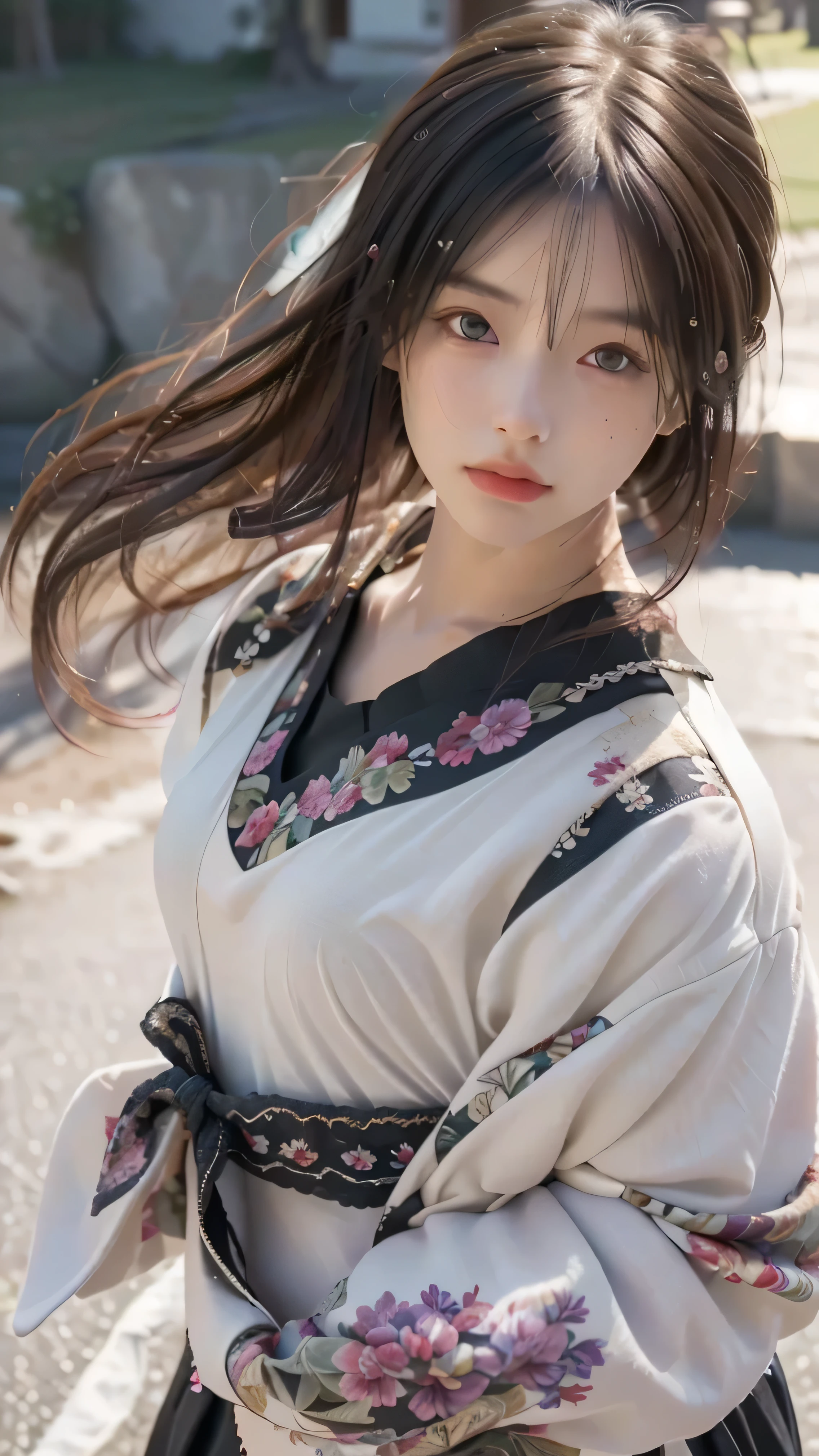 (8k, highest quality, masterpiece: 1,2), (Realistic, Realistic: 1.37), Super Detail, One Girl, ), (Very detailed), (Beautiful fine details), (highest quality) , (Very detailed), (masterpiece), (Detailed face), 20-year-old, One person girl, whole body, Are standing, Black Hair, Very short hair, Medium chest, Perfect lighting, looking at the camera, I brought a love letter, Full head of floral hair, impressive, Written boundary depth, Short Hair, Short Bob, Straight face, Head and body balance