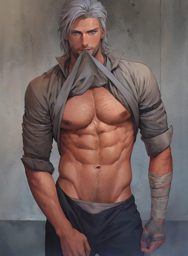 Tall handsome masculine athletic young man platinum blond, tanned skin, long straight platinum hair, blue eyes, beautiful body relief. He is holding a beautiful big sword. Masterpiece, detailed study of the face, a beautiful face, beautiful facial features, perfect image, realistic pictures, detailed study of faces, full-length image, 8k, detailed image. extremely detailed illustration, a real masterpiece of the highest quality, with careful drawing.