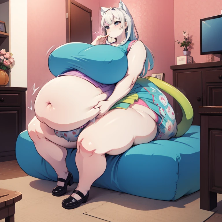 an enchanting woman, kissing her husband, rubbing her huge belly, Wearing white bra, grabbing her belly, bulging diaper, huge diaper, diaper growing bigger and bigger, holding her growing diaper, diaper puffing up like a balloon about to explode, diaper so fat and full and lumpy, diaper massive, diaper filling up whole screen, sitting on giant puffy diaper like a cloud