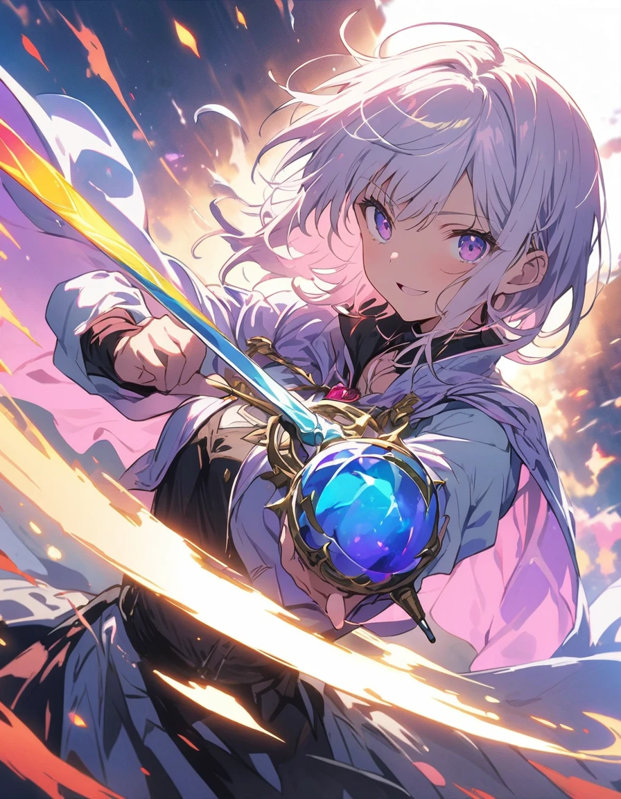 (masterpiece, highest quality:1.4), (Brother and sister:1.8、Handsome Men and Beautiful Women:1.4)、(1 boy、1 girl)、(Rapier in one hand)、(beautiful rapier)、(Stylish fantasy costumes)、Cinematic Light, colorful, High Contrast, an epic fantasy、Epic Battles、joint struggle、flash、(highest quality、masterpiece、High resolution、detailed)、animeスタイル、Flat Style、(eyes shining iridescent colors illuminated light,、detailedな美しい顔),  BREAK,extremely detailed、floating, (High saturation), Dynamic Angle、anime